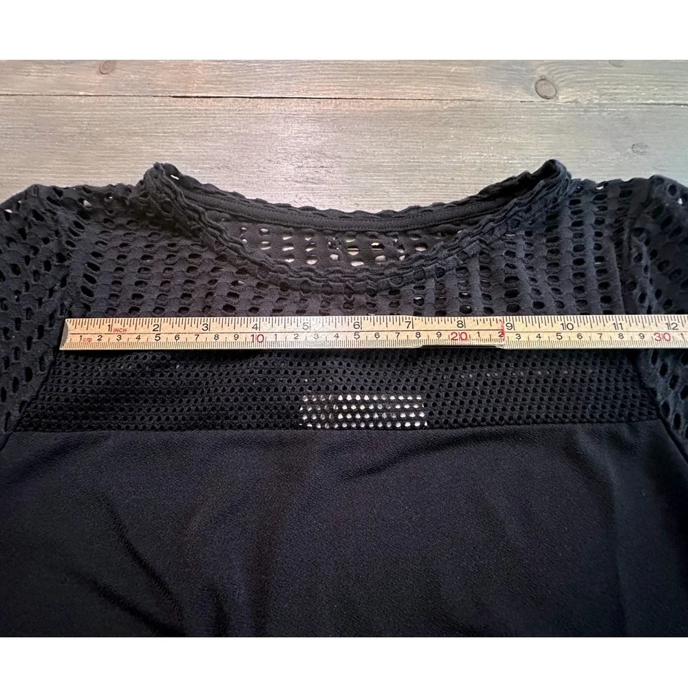 Michael Kors Mesh Top Black Shortsleeve Flowy Midi Pullover Dress‎ Womens Size S